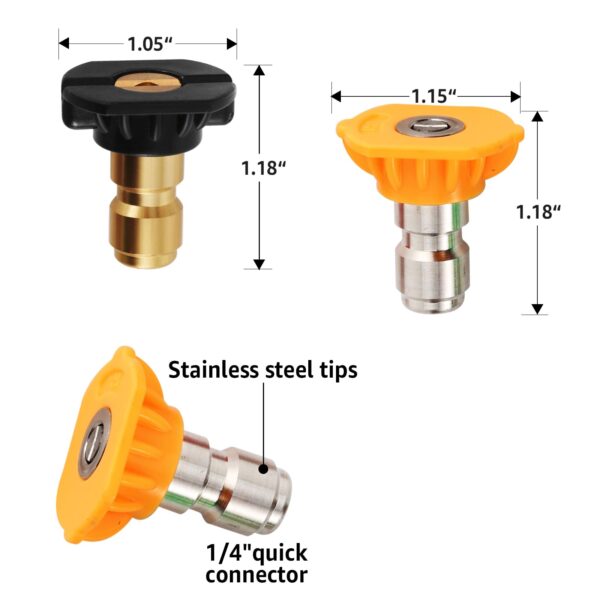 Pressure Washer Nozzle Tips for 1/4'' Quick Connect, 5Pack Multiple Degrees Pressure Washer Spray Nozzle, Soap Nozzle & Rinse Nozzle 2.5GPM